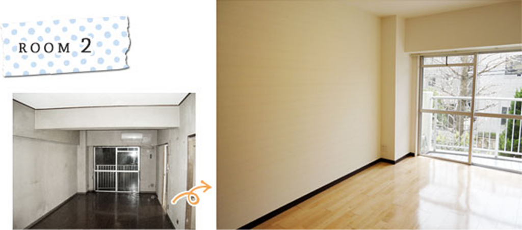 収納の圧迫感を解消し、落ち着いた色の建具を採用することでスタイリッシュな印象に変わった居室。